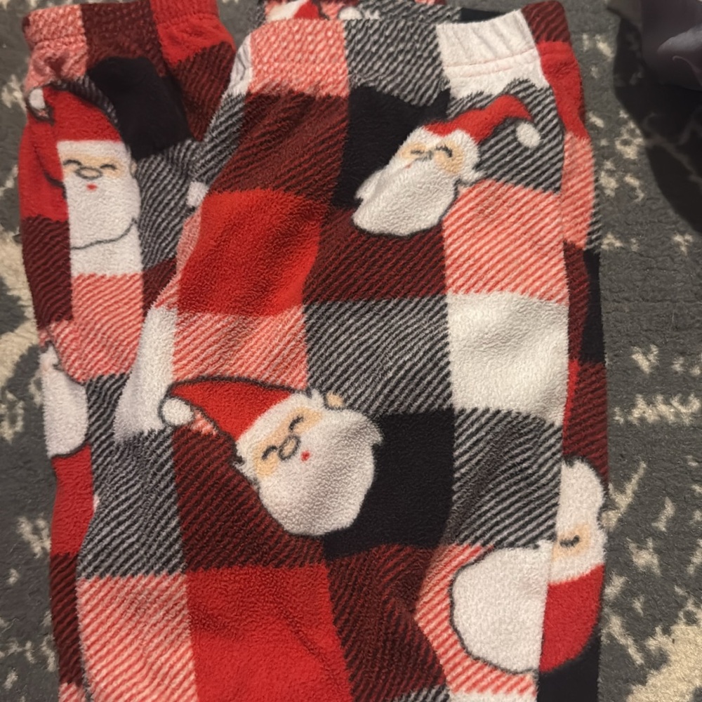 Festive Santa Checkered Kids Pajama Bottoms - Red and Black